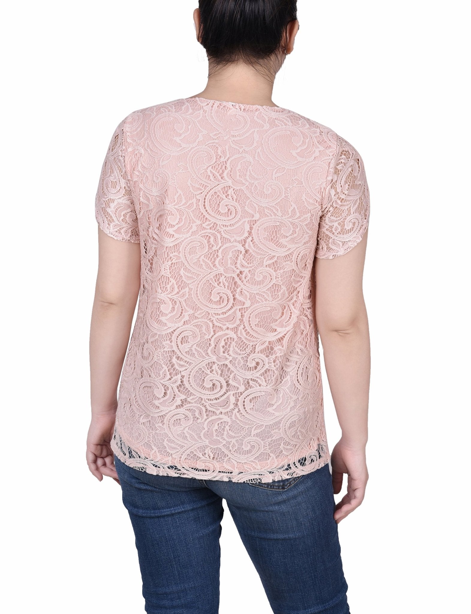 Lace Petal Sleeve Top - Petite - DressbarnShirts & Blouses