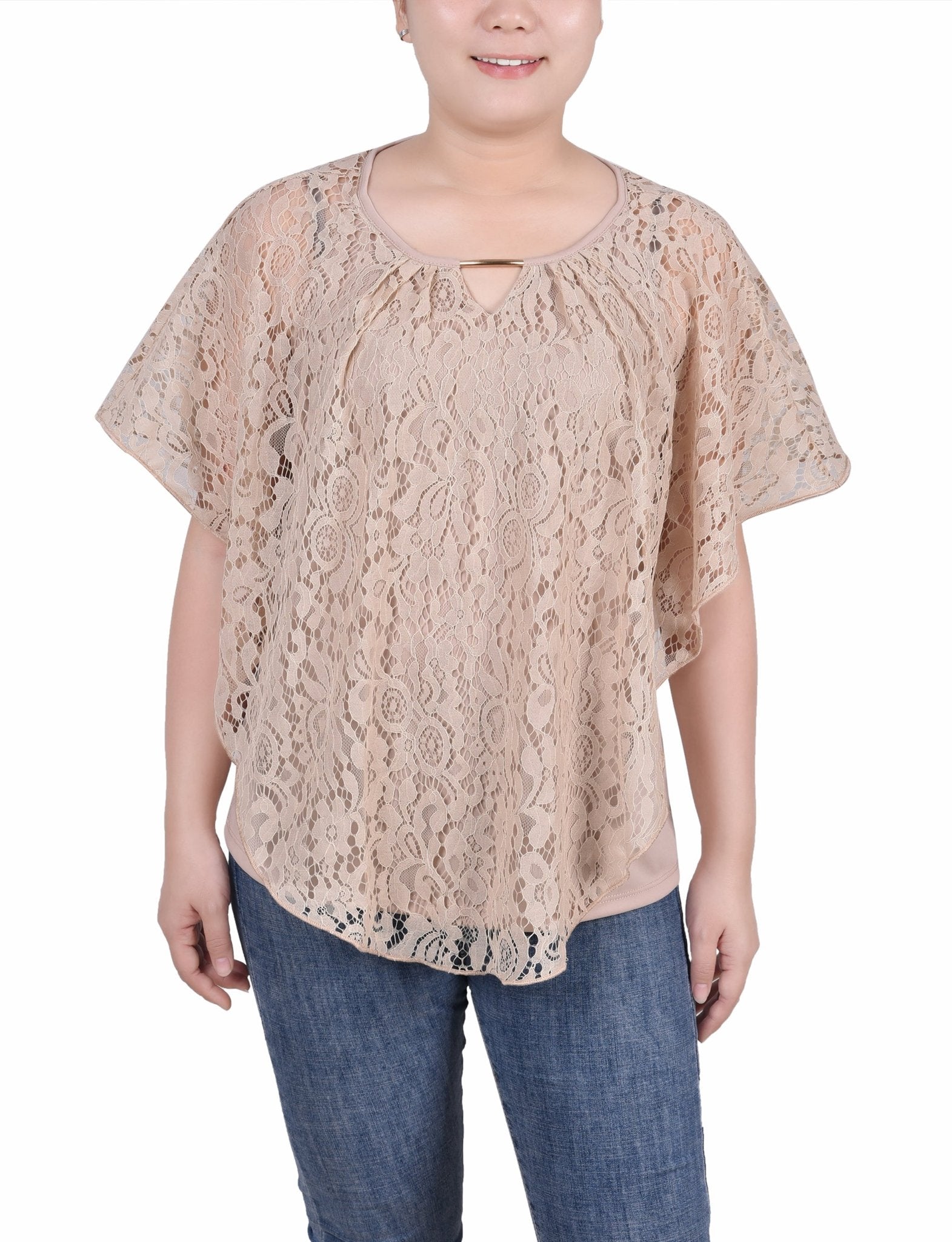 Lace Poncho With Bar - Petite - DressbarnKimonos & Ponchos