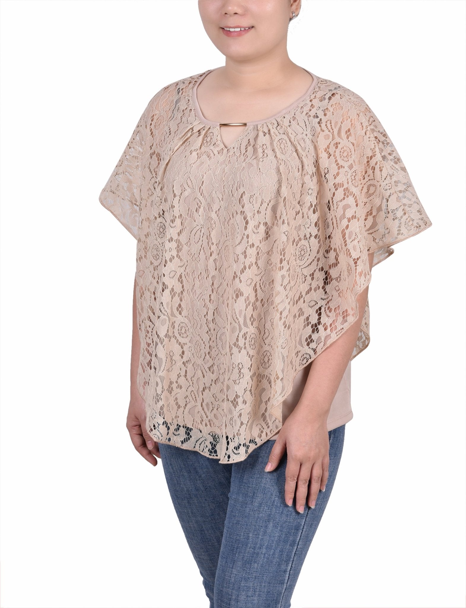 Lace Poncho With Bar - Petite - DressbarnKimonos & Ponchos