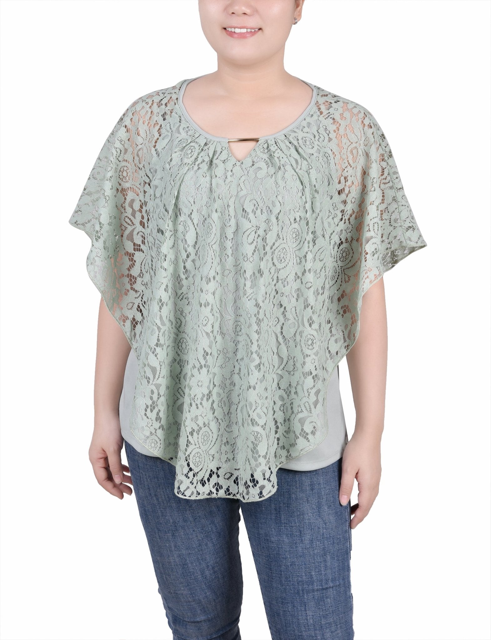 Lace Poncho With Bar - Petite - DressbarnKimonos & Ponchos