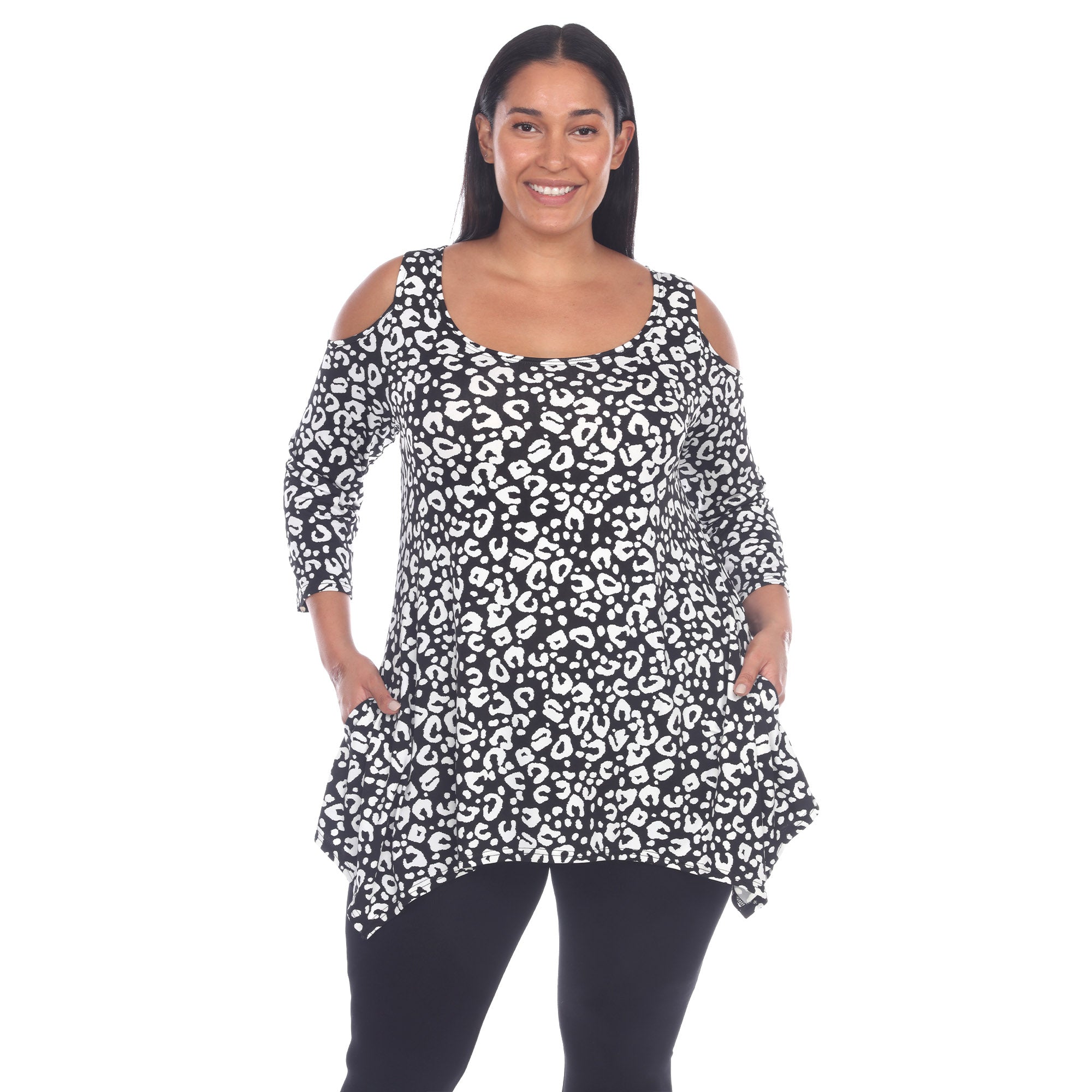 Leopard Cold Shoulder Tunic - Plus - DressbarnShirts & Blouses