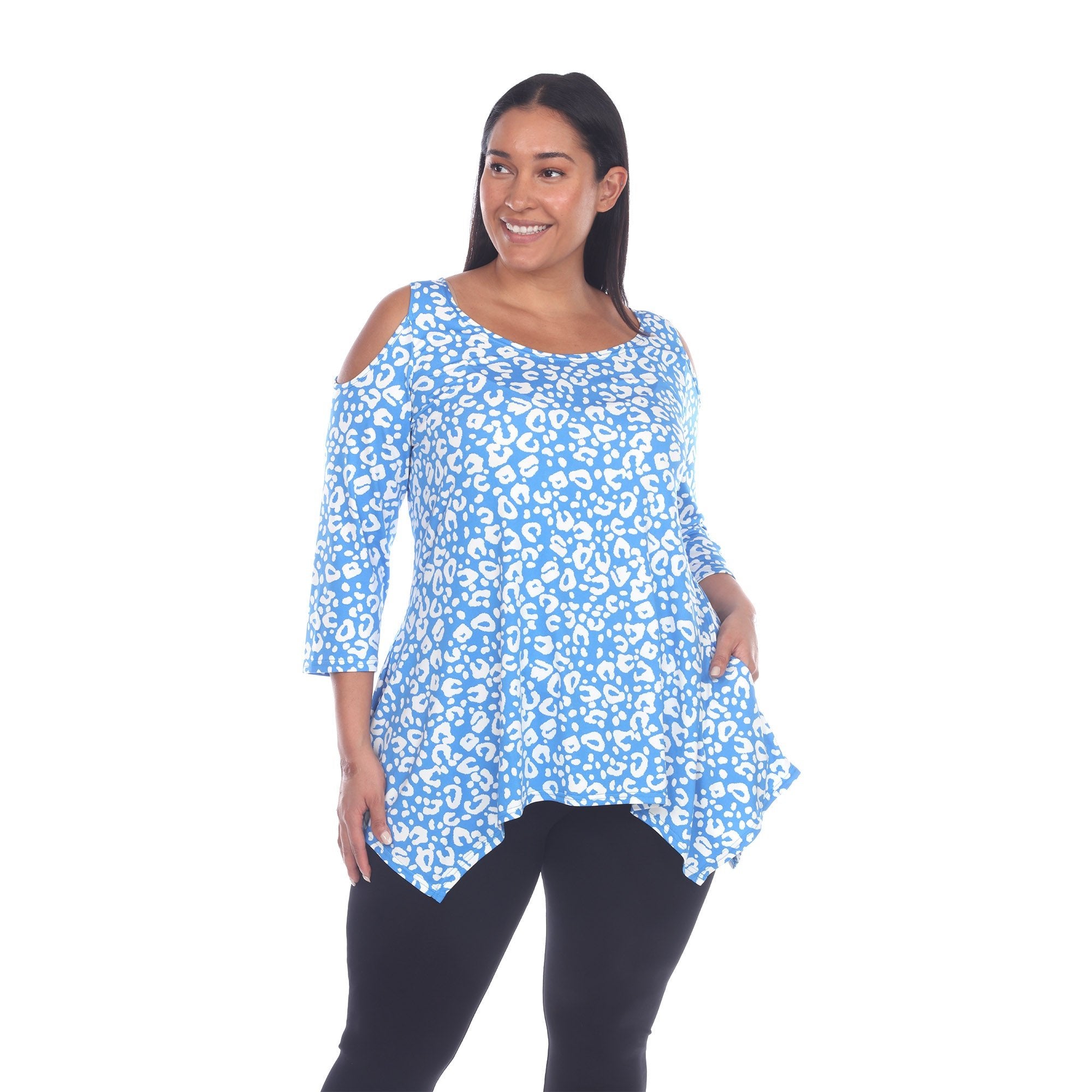 Leopard Cold Shoulder Tunic - Plus - DressbarnShirts & Blouses