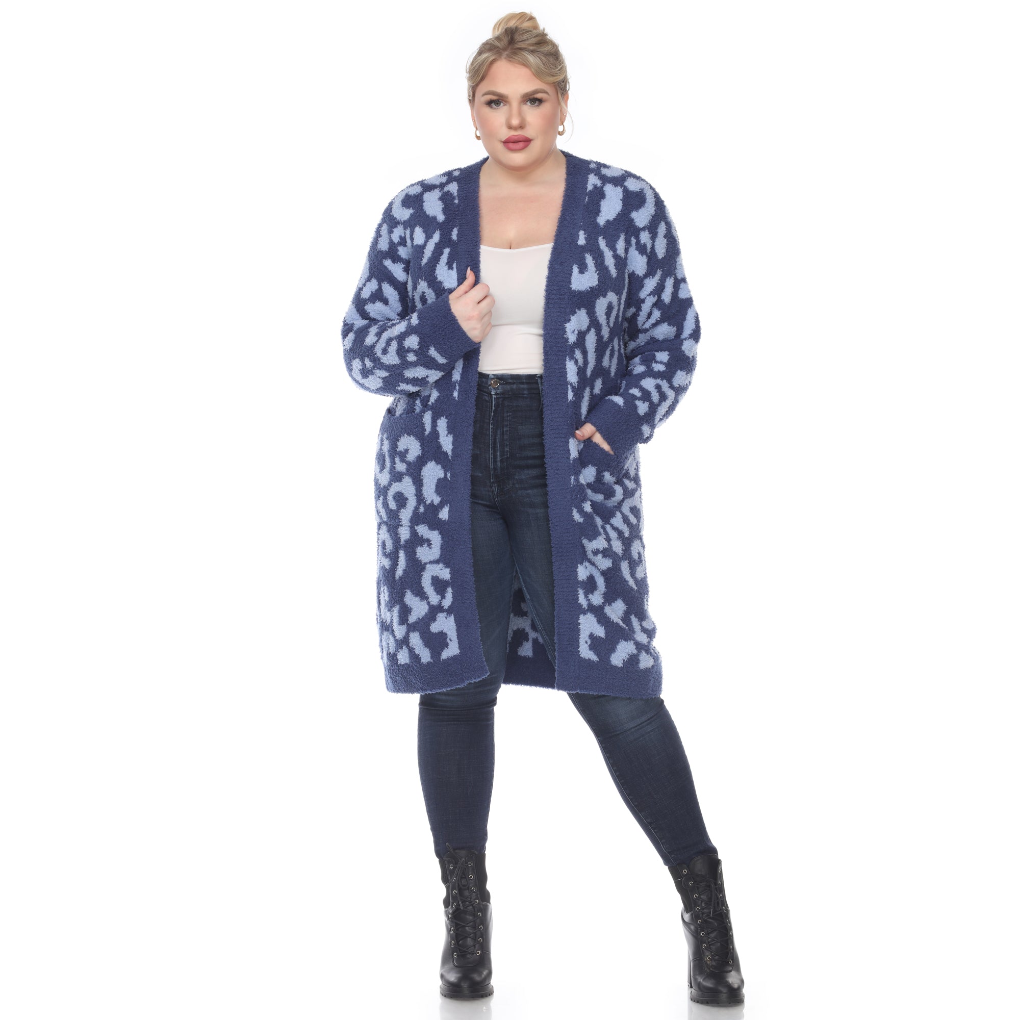 Leopard Print Open Front Sherpa Coat - Plus - DressbarnCoats & Jackets