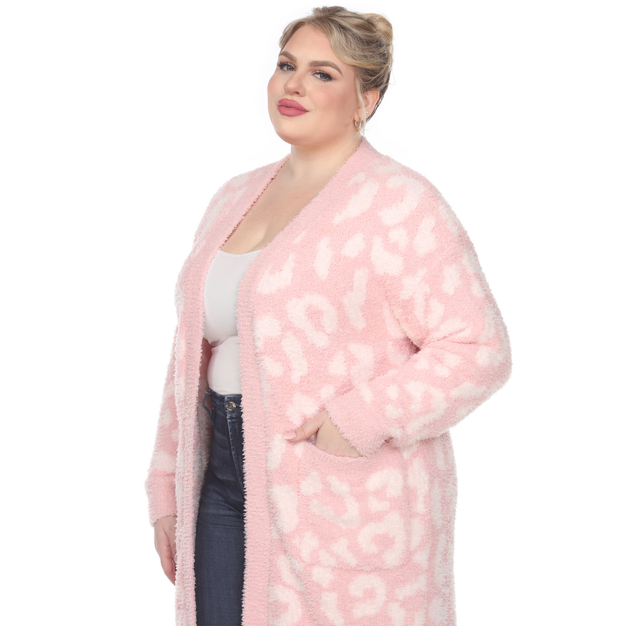 Leopard Print Open Front Sherpa Coat - Plus - DressbarnCoats & Jackets