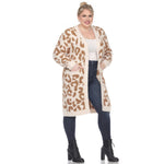 Leopard Print Open Front Sherpa Coat - Plus - DressbarnCoats & Jackets