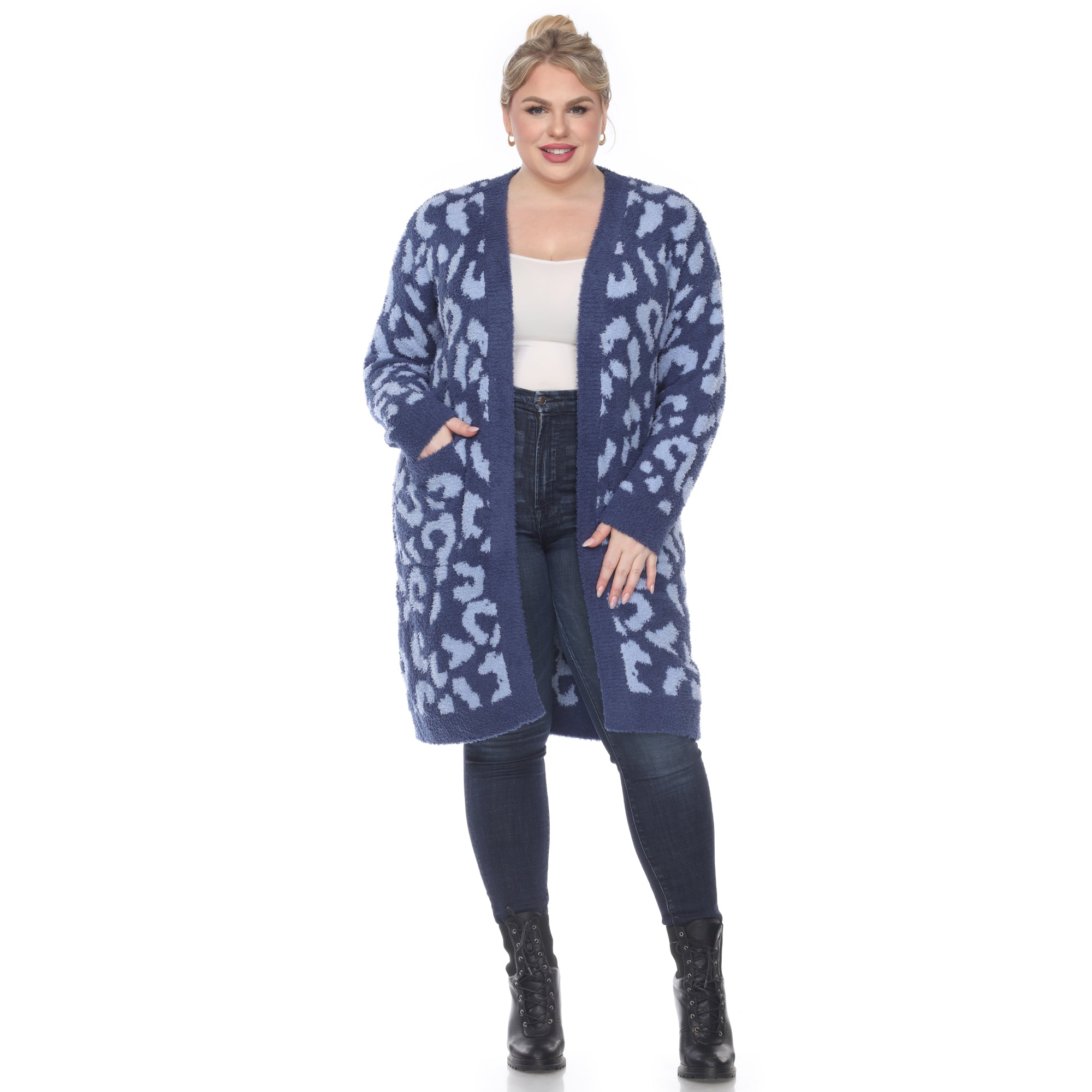 Leopard Print Open Front Sherpa Coat - Plus - DressbarnCoats & Jackets