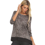 Leopard Print Tunic Top With Solid Color Handkerchief Bottom - DressbarnShirts & Blouses