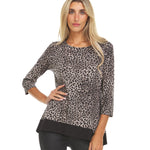 Leopard Print Tunic Top With Solid Color Handkerchief Bottom - DressbarnShirts & Blouses