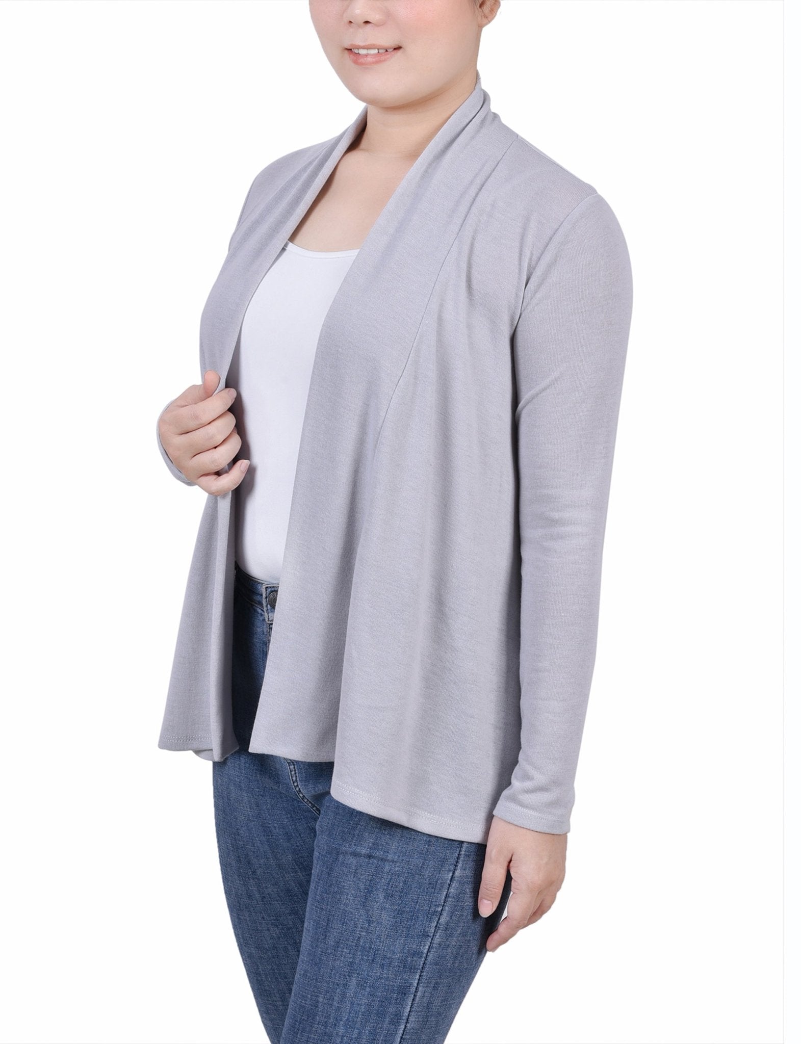 Light Grey Long Sleeve Swing Cardigan - DressbarnCardigans & Completers