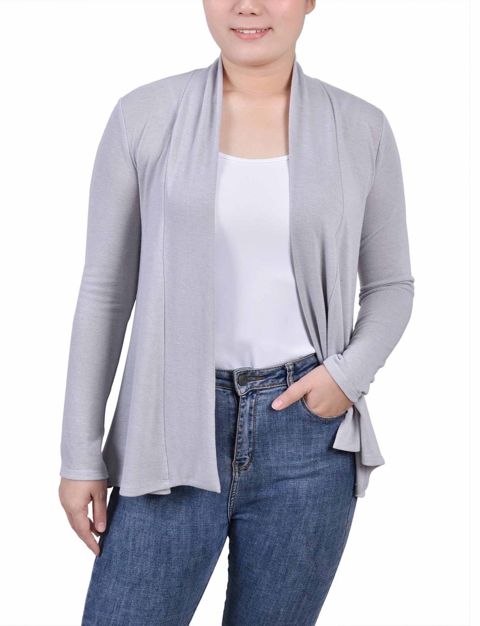 Light Grey Long Sleeve Swing Cardigan - DressbarnCardigans & Completers