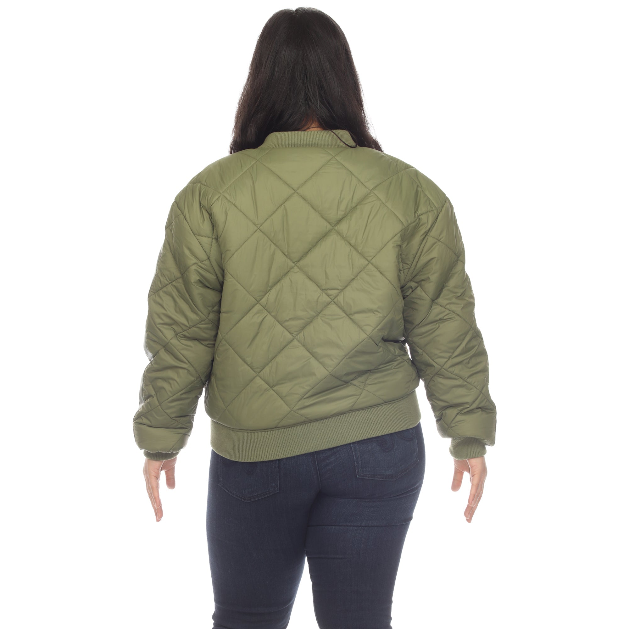 Lightweight Diamond Quilted Puffer Bomber Jacket - Plus - DressbarnCoats & Jackets