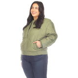 Lightweight Diamond Quilted Puffer Bomber Jacket - Plus - DressbarnCoats & Jackets