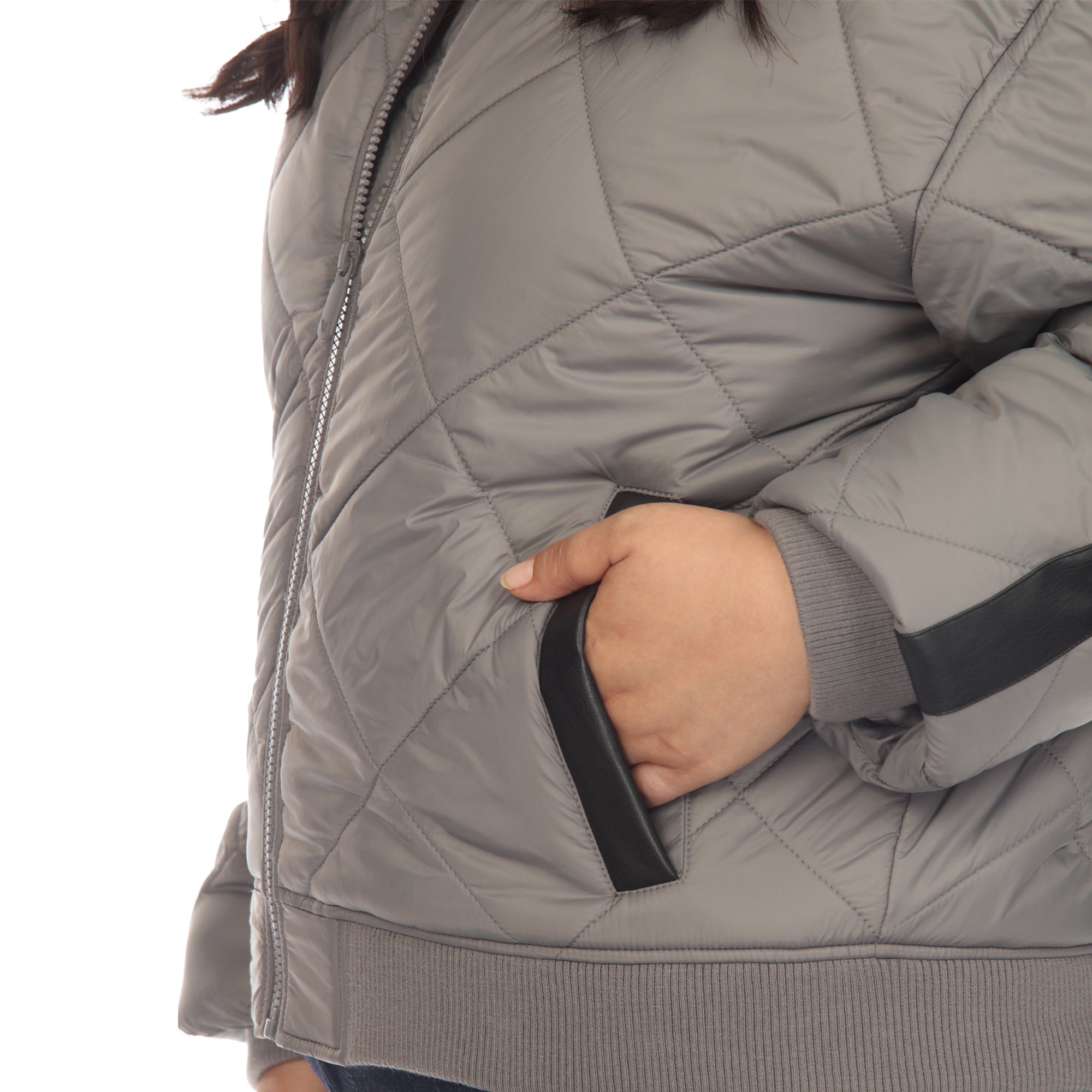 Lightweight Diamond Quilted Puffer Bomber Jacket - Plus - DressbarnCoats & Jackets