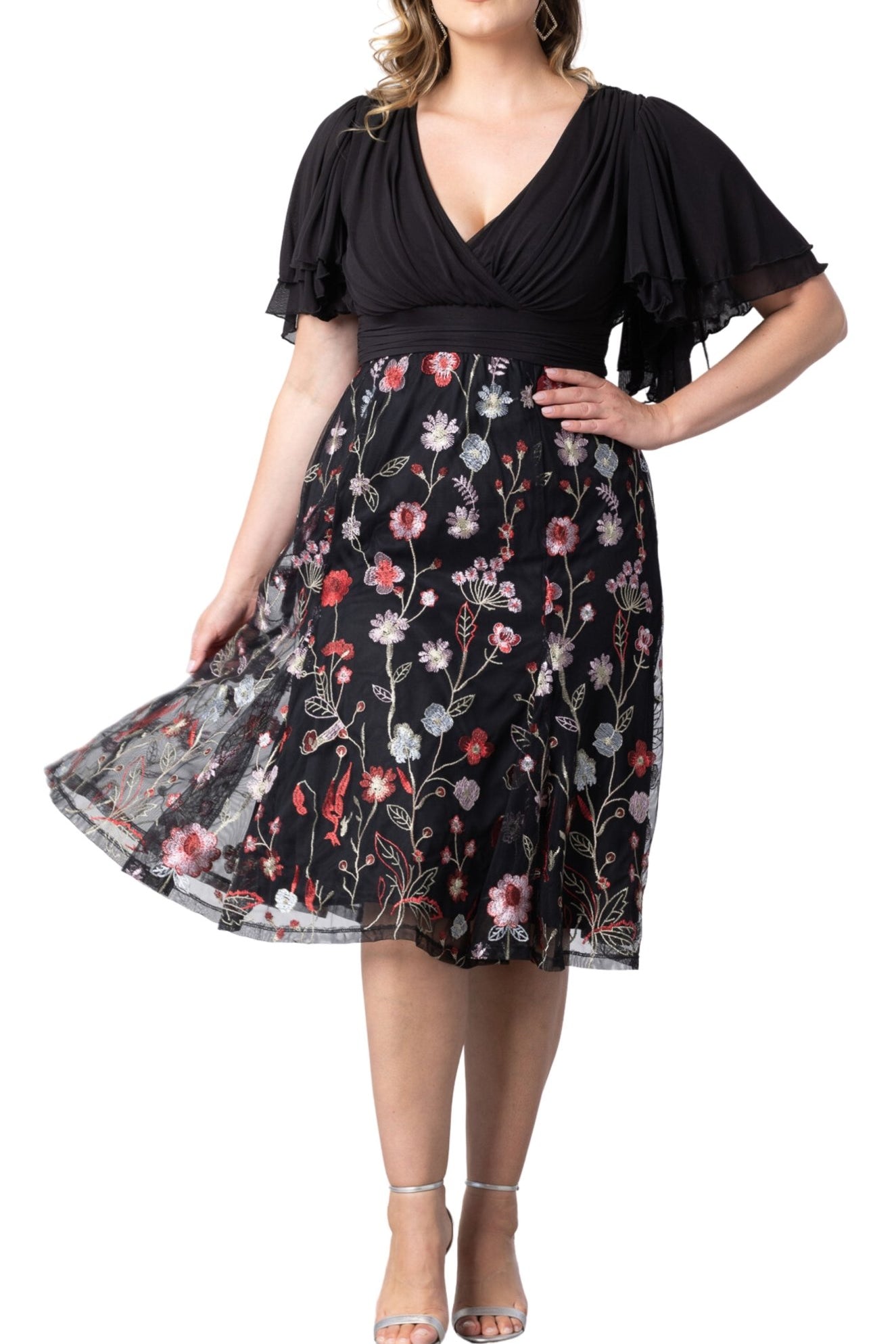 Lillian Embroidered Cocktail Dress - Plus - DressbarnDresses