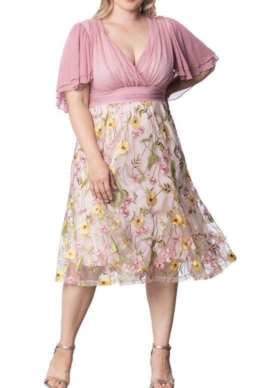 Lillian Embroidered Cocktail Dress - Plus - DressbarnDresses
