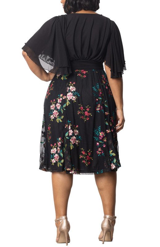 Lillian Embroidered Cocktail Dress - Plus Bordeaux Blooms / 1X Lillian Embroidered Cocktail Dress - Plus Bordeaux Blooms / 1X