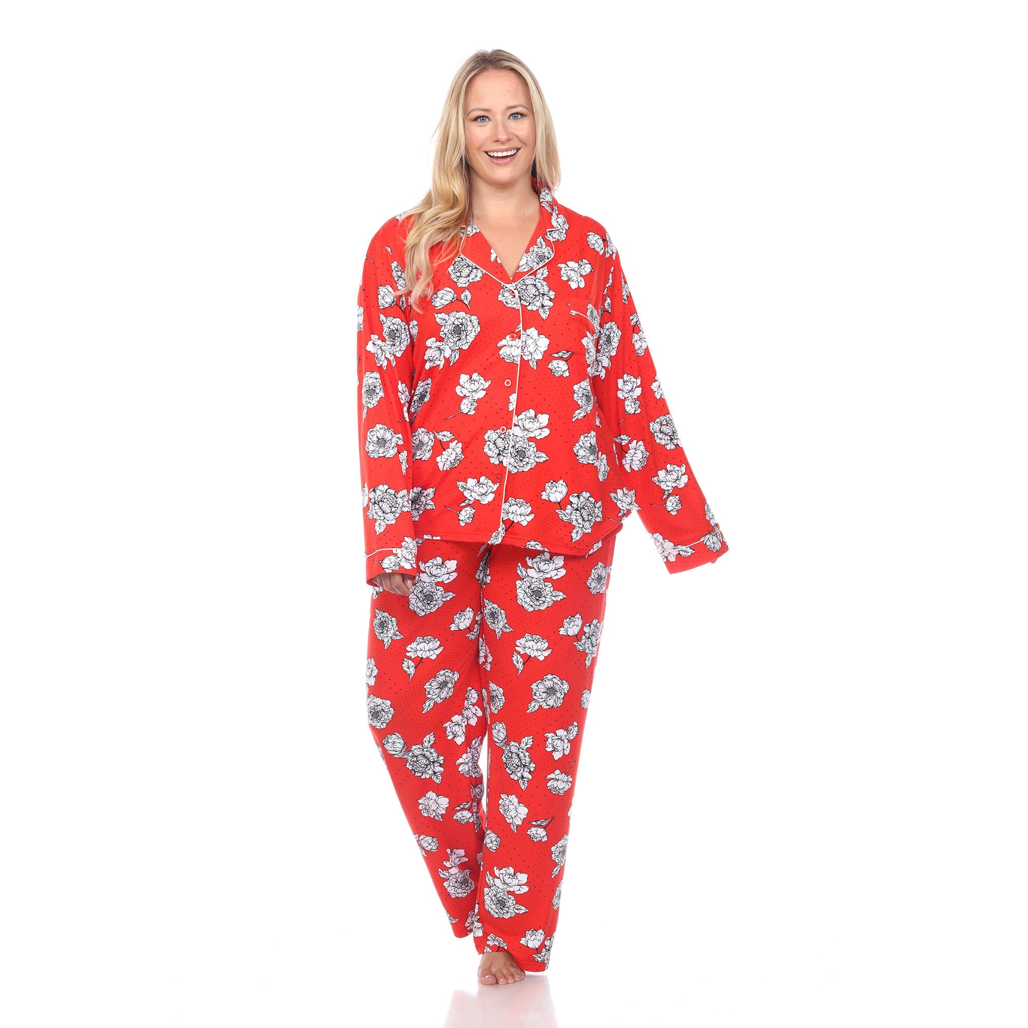 Long Sleeve Floral Pajama Set - Plus - DressbarnLounge Sets