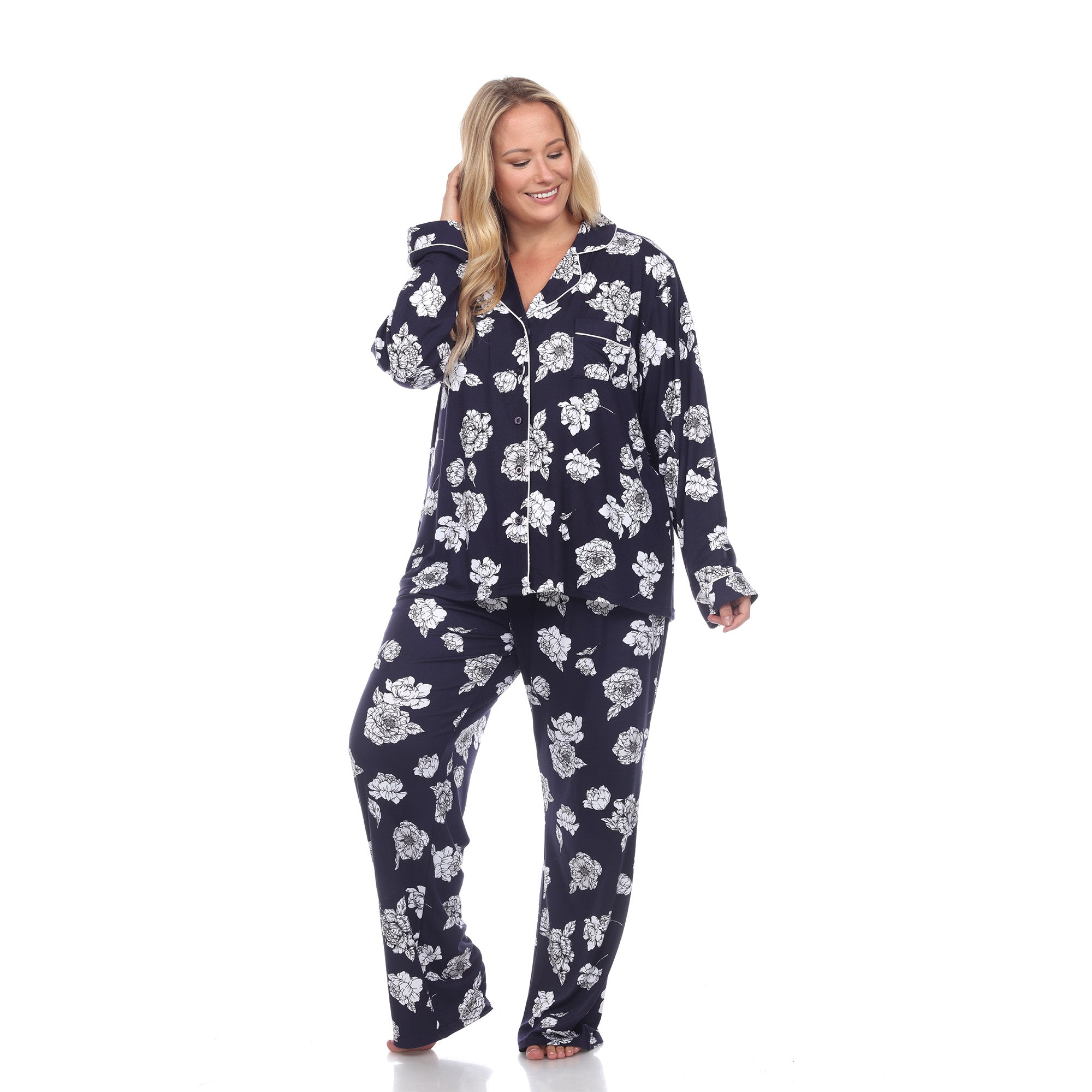 Long Sleeve Floral Pajama Set - Plus - DressbarnLounge Sets