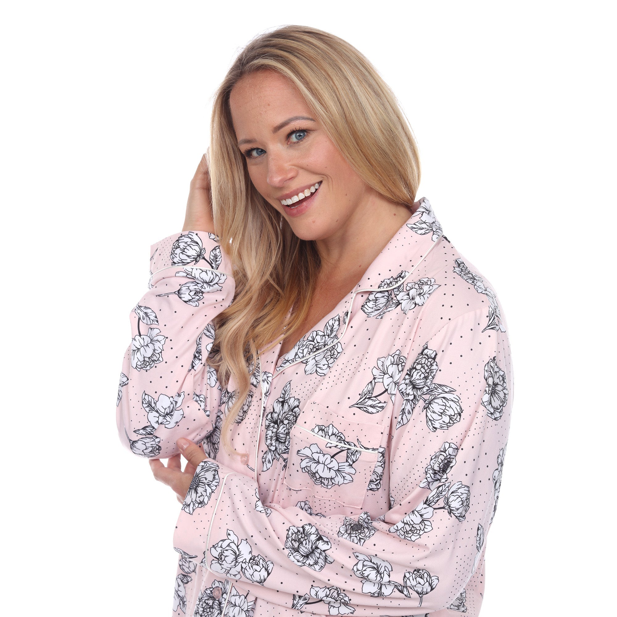 Long Sleeve Floral Pajama Set - Plus - DressbarnLounge Sets