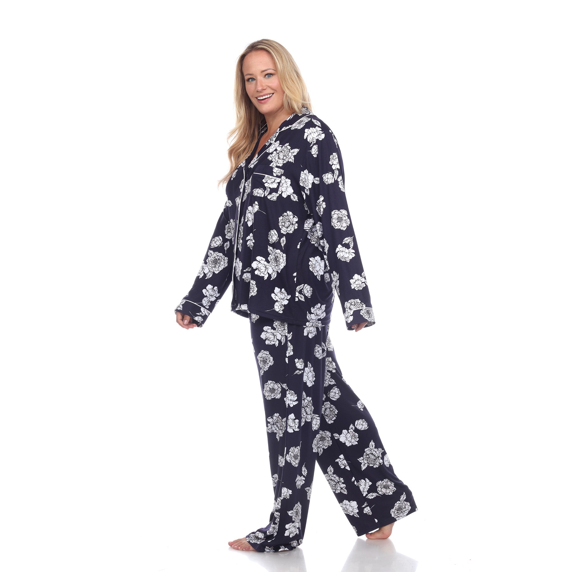 Long Sleeve Floral Pajama Set - Plus - DressbarnLounge Sets