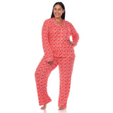 Long Sleeve Heart Print Pajama Set - Plus - DressbarnLounge Sets