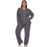 Long Sleeve Heart Print Pajama Set - Plus - DressbarnLounge Sets