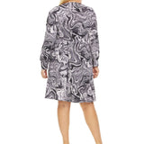 Long Sleeve Printed Swirl Tiered Dress - Plus - DressbarnDresses