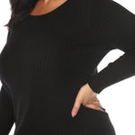 Long Sleeve Rib Midi Sweater Dress - Plus - DressbarnKnee Length & Midi Dresses