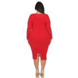 Long Sleeve Rib Midi Sweater Dress - Plus - DressbarnKnee Length & Midi Dresses