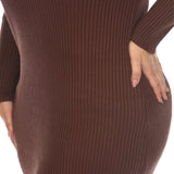 Long Sleeve Rib Midi Sweater Dress - Plus - DressbarnKnee Length & Midi Dresses
