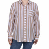 Long Sleeve Striped Blouse - Petite - DressbarnShirts & Blouses