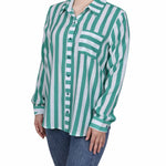 Long Sleeve Striped Blouse - Petite - DressbarnShirts & Blouses