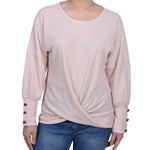 Long Sleeve Textured Knit Top - Petite - DressbarnShirts & Blouses