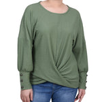 Long Sleeve Textured Knit Top - Petite - DressbarnShirts & Blouses