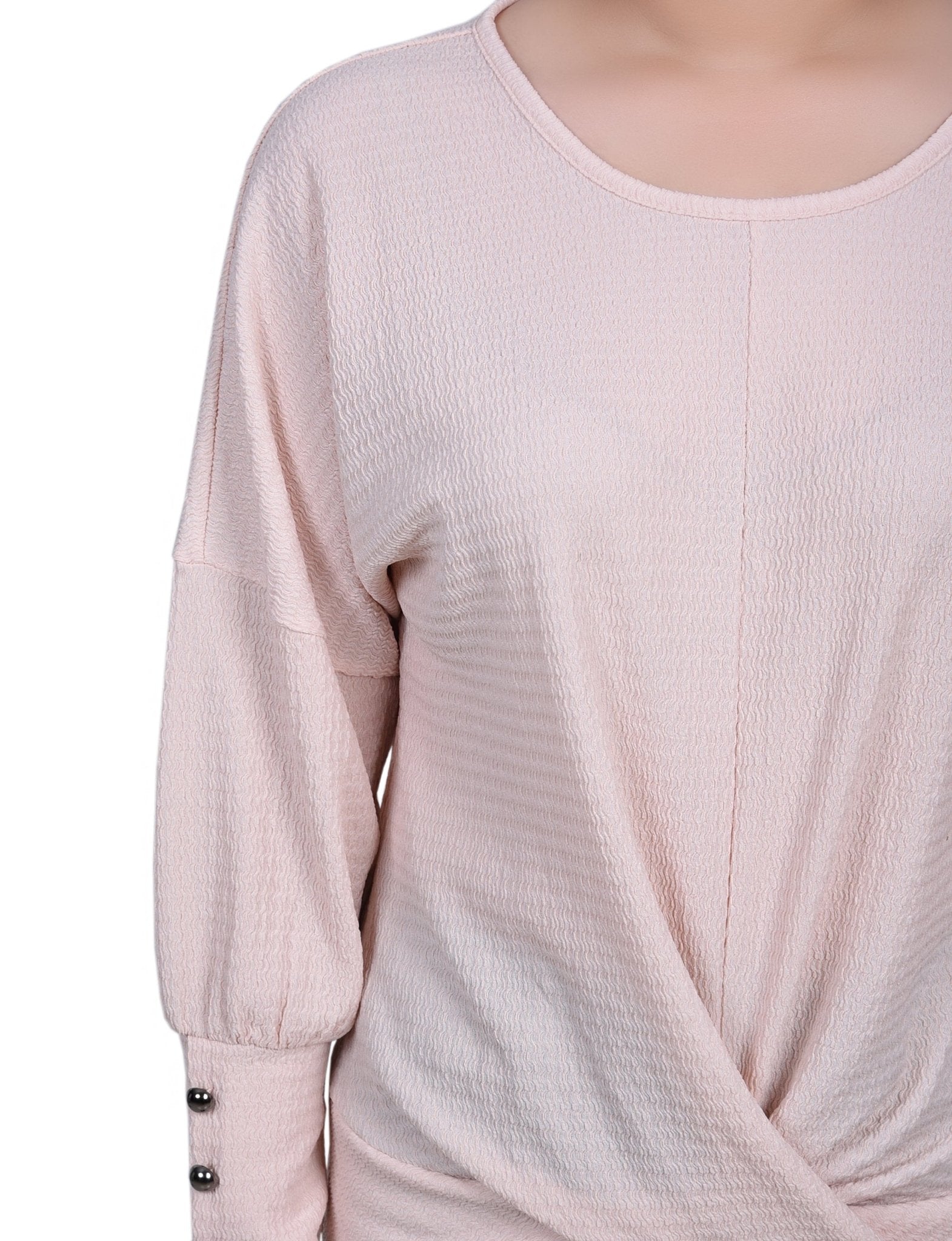 Long Sleeve Textured Knit Top - Petite - DressbarnShirts & Blouses