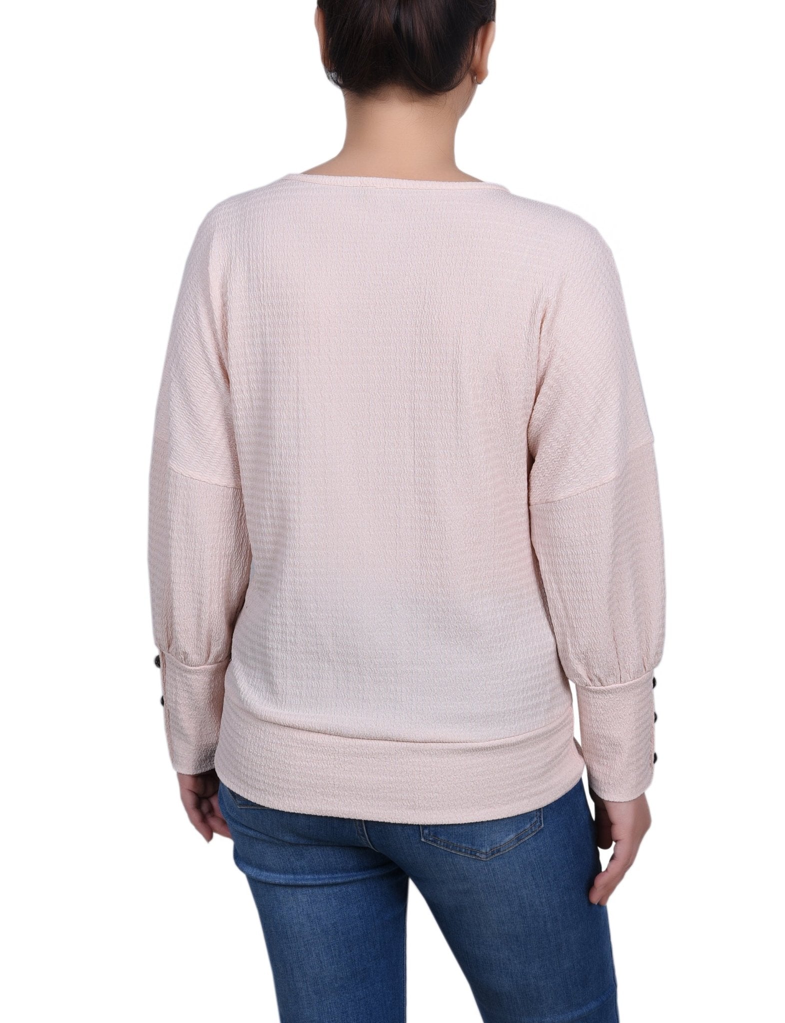 Long Sleeve Textured Knit Top - Petite - DressbarnShirts & Blouses