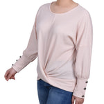 Long Sleeve Textured Knit Top - Petite - DressbarnShirts & Blouses