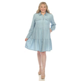 Long Sleeve Tiered Midi Shirt Dress - Plus - DressbarnDresses