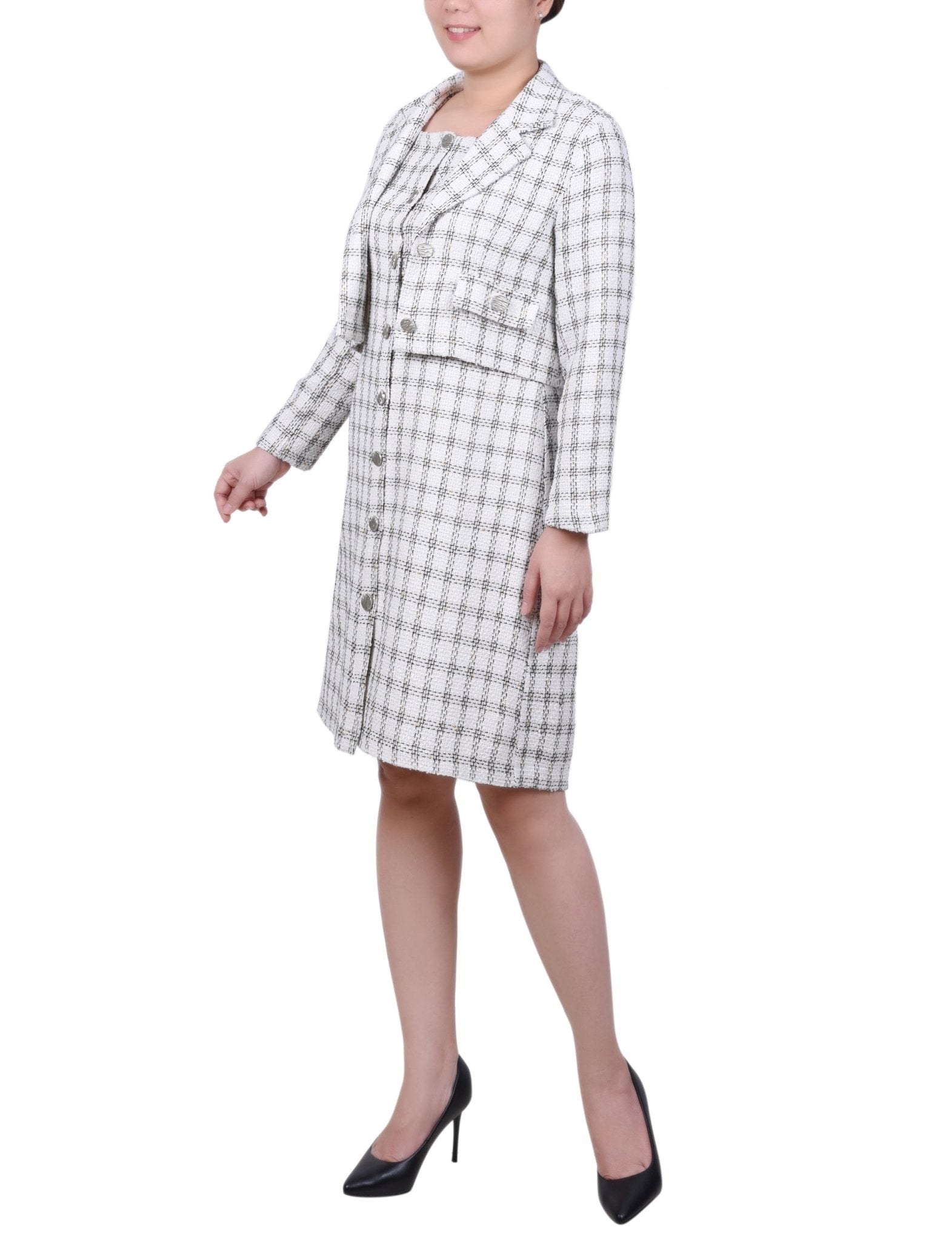 Long Sleeve Tweed Dress Set - Petite - DressbarnDresses