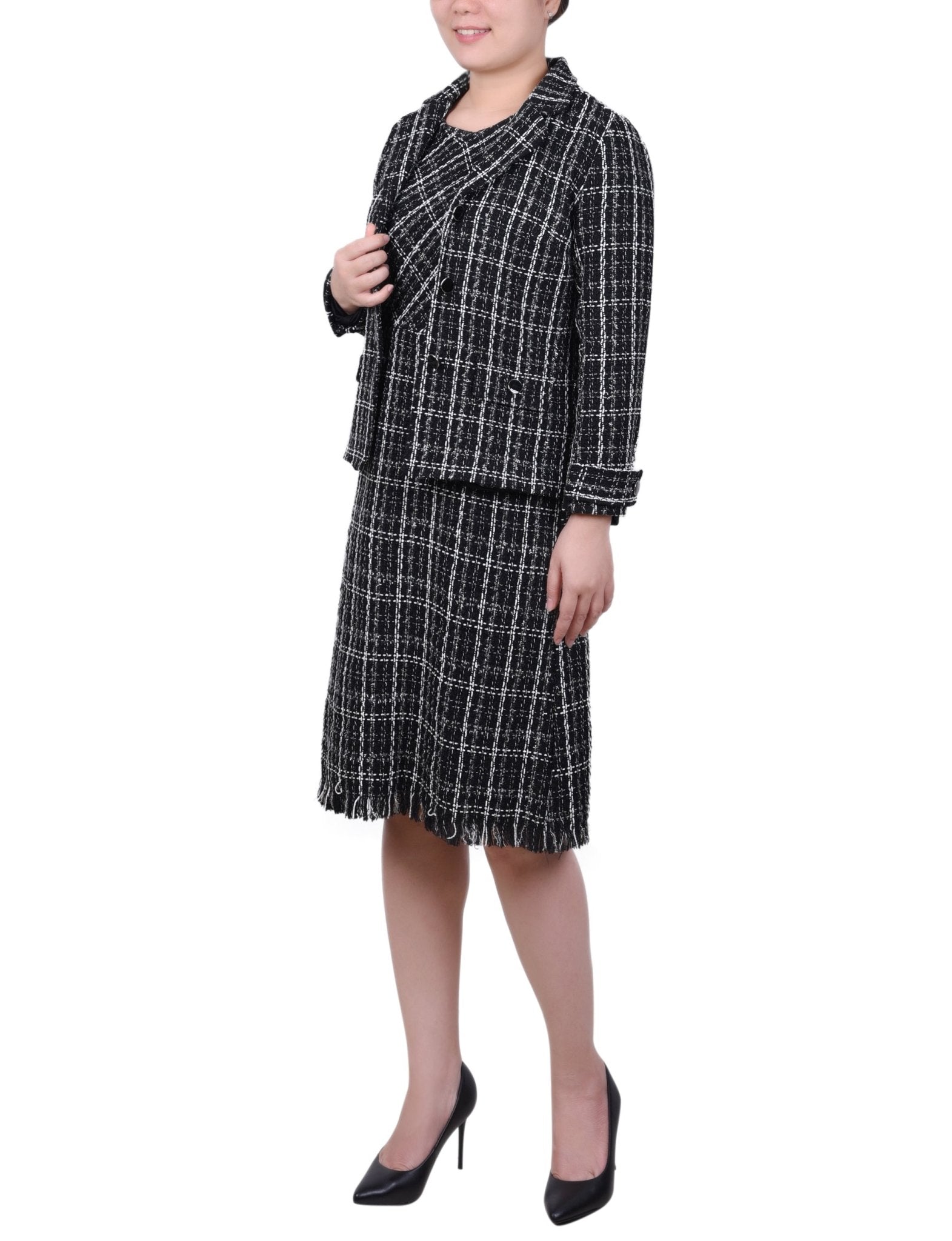 Long Sleeve Tweed Jacket With Dress - Petite - DressbarnDresses