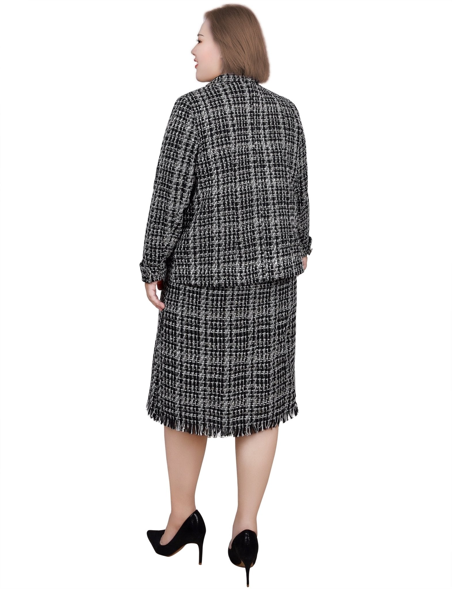 Long Sleeve Tweed Jacket With Dress - Plus - DressbarnDresses