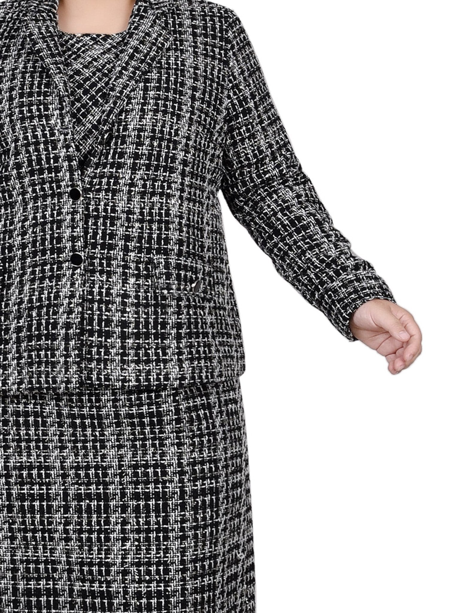 Long Sleeve Tweed Jacket With Dress - Plus - DressbarnDresses