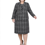 Long Sleeve Tweed Jacket With Dress - Plus - DressbarnDresses