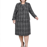 Long Sleeve Tweed Jacket With Dress - Plus - DressbarnDresses