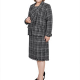 Long Sleeve Tweed Jacket With Dress - Plus - DressbarnDresses