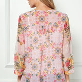 Long Sleeve V - Neck Printed Blouse - DressbarnShirts & Blouses