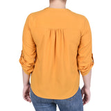 Long Tab-Sleeve Blouse With Pockets - Petite - DressbarnShirts & Blouses