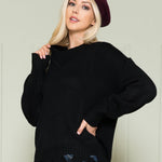 Loose Knit Distressed Hem Sweater - DressbarnSweatshirts & Hoodies