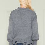 Loose Knit Distressed Hem Sweater - DressbarnSweatshirts & Hoodies