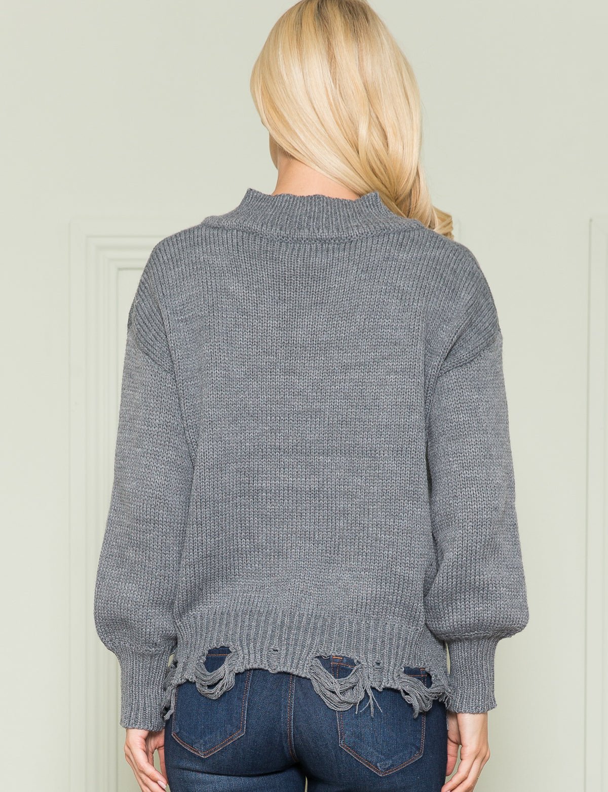 Loose Knit Distressed Hem Sweater - DressbarnSweatshirts & Hoodies